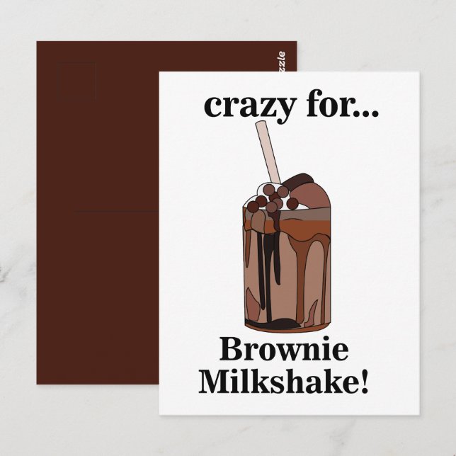 Carte Postale Milkshake Fou De Milkshake Au Brownie (Devant / Derrière)