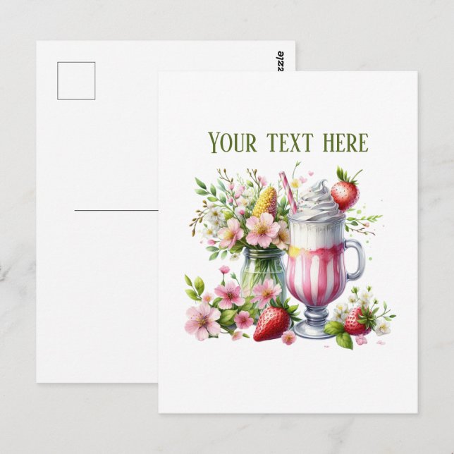 Carte Postale Milkshake ice cream add message business name (Devant / Derrière)