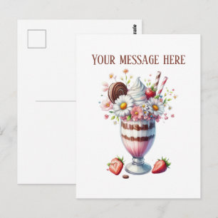 Carte Postale Milkshake mignon ajouter un message nom de l'entre