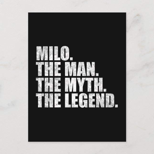 Carte Postale Milo name, Milo The Man The Myth The Legend (Devant)