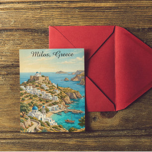 Carte Postale Milos Colorée Grèce Mer Égée Voyage