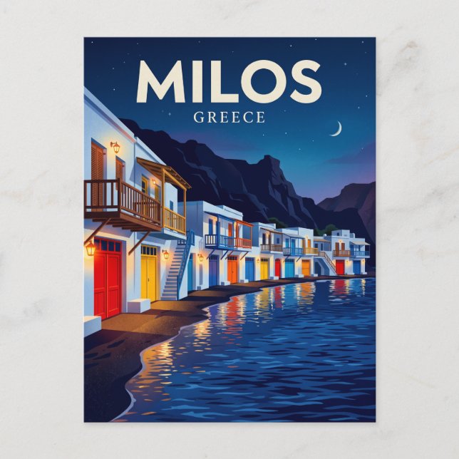 Carte Postale Milos Klima la nuit Grèce (Devant)