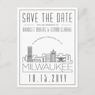 Carte Postale Milwaukee Mariage   Skyline stylisée Enregistrer l