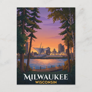 Carte Postale Milwaukee Wisconsin bord de lac Musée Voyage