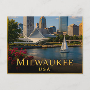 Carte Postale Milwaukee Wisconsin Brasserie sur le lac Michigan