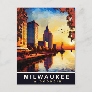 Carte Postale Milwaukee, Wisconsin, Front de mer de la ville, Vo