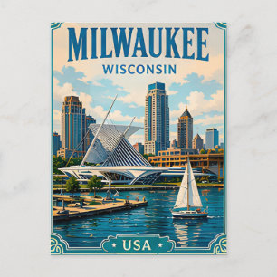 Carte Postale ⛵ Milwaukee Wisconsin Souvenir de la rive ⛵