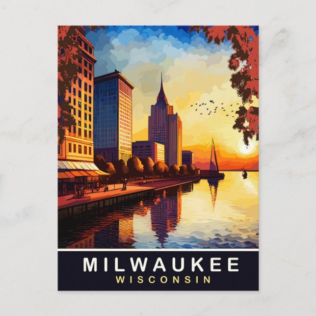 Carte Postale Milwaukee, Wisvonsin, City Waterfront, Travel (Devant)