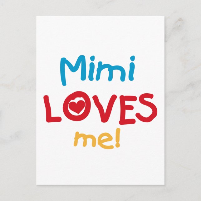 Carte Postale Mimi aime mes t-shirts et cadeaux (Devant)