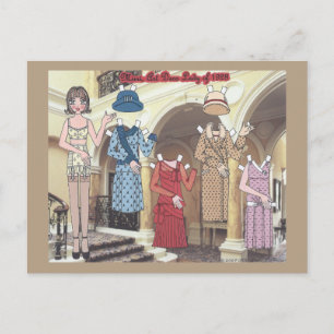 Carte Postale Mimi, Art Deco Lady of 1928 Paper Doll Postcard