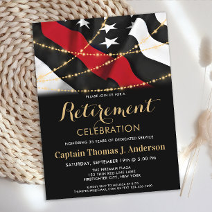 Carte Postale Mince Pompier de la Ligne Rouge Retraite