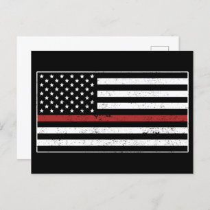 Carte Postale Mince Red Line USA Drapeau pompier pompier pompier