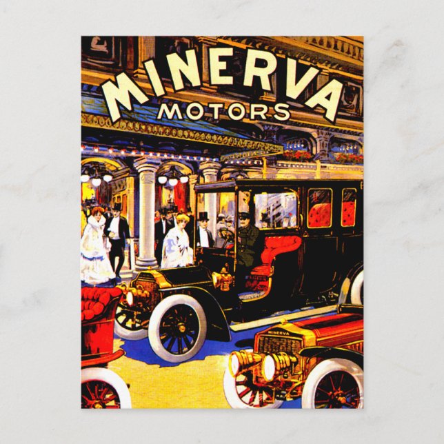 Carte Postale Minerva ~ Publicité automobile belge Vintage (Devant)