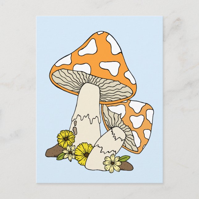 Carte Postale Mini-art de champignons ou (Devant)