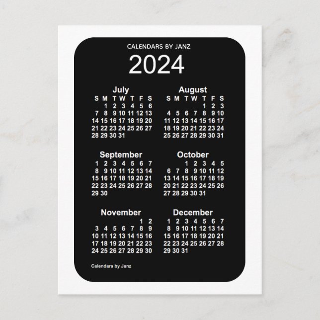 Carte Postale Mini calendrier 2024 White Neon 6 mois par Janz (Devant)