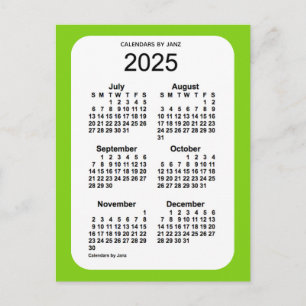 Carte Postale Mini calendrier 2025 Jaune Vert 6 mois par Janz