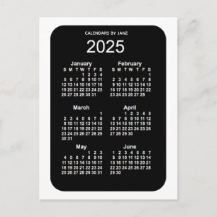 Carte Postale Mini calendrier 2025 White Neon 6 mois par Janz