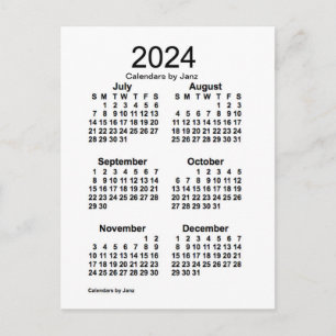 Carte Postale Mini calendrier blanc de 6 mois 2024 par Janz