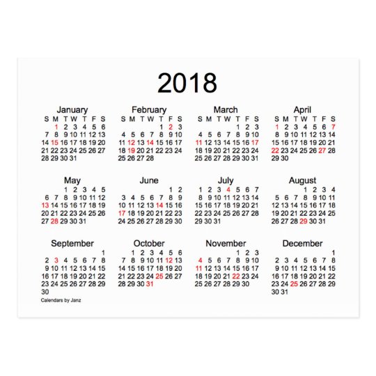 Carte Postale Mini Calendrier De 18 Vacances Par Janz Zazzle Fr