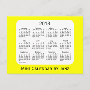 Carte Postale Mini calendrier jaune 2018 par Janz