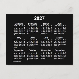 Carte Postale Mini Calendrier Neon White 2027 par Janz