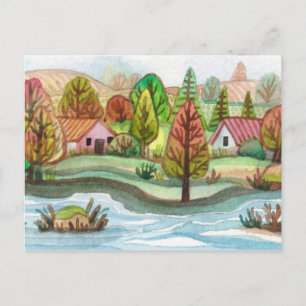 Carte Postale Mini paysage lacustre insulaire