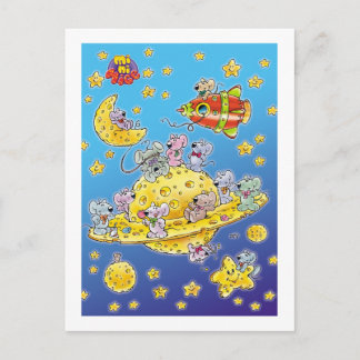 Carte Postale Mini souris perdues dans l'espace