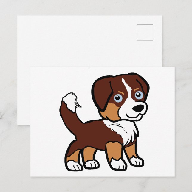 Carte Postale Miniature American Shepherd Red Tri avec queue (Devant / Derrière)