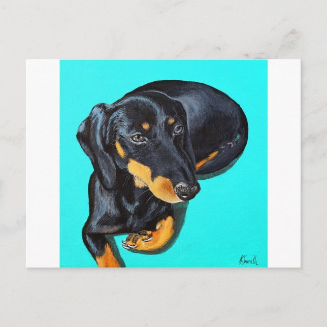 Carte Postale Miniature Dachshund Painting (Devant)