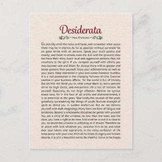 Carte postale miniature d'art du poème Desiderata