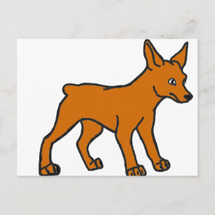 Carte Postale miniature pinscher dessin animé cerf rouge