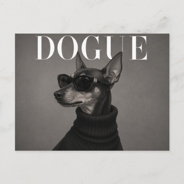 Carte Postale Miniature Pinscher Luxe Chien de Mode (Devant)