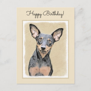 Carte Postale Miniature Pinscher Peinture mignonne Chien Art ori