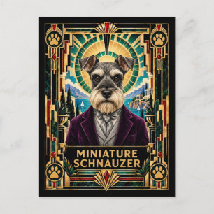 Carte Postale Miniature Schnauzer, Chien Art Déco