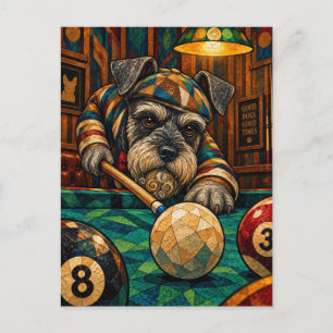 Carte Postale Miniature Schnauzer, mosaïque géométrique