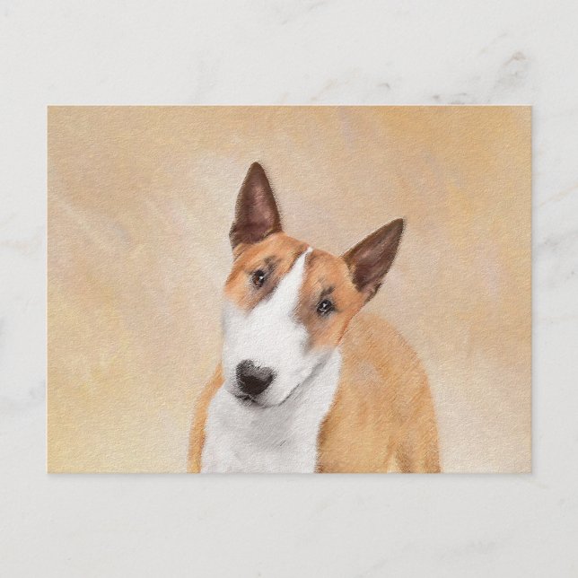 Carte Postale Miniature Taureau Terrier Peinture - Joli Original (Devant)