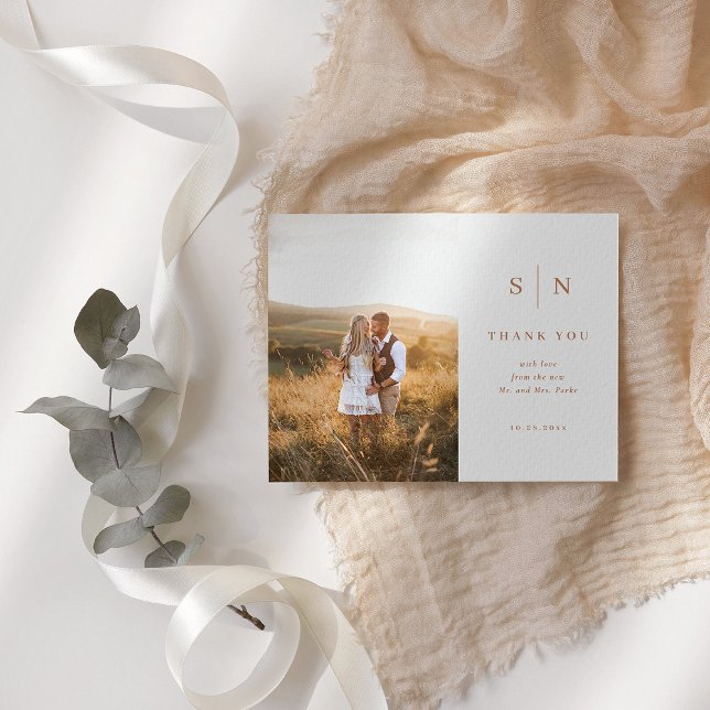 Carte Postale Minimal and Chic | Photo Boho Wedding Thank You (Créateur téléchargé)
