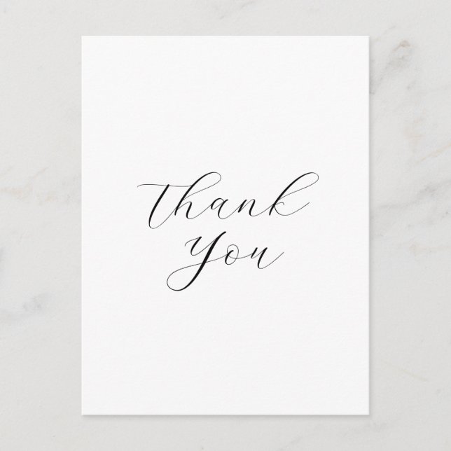 Carte Postale Minimal Business Logo Script Merci Blanc (Devant)