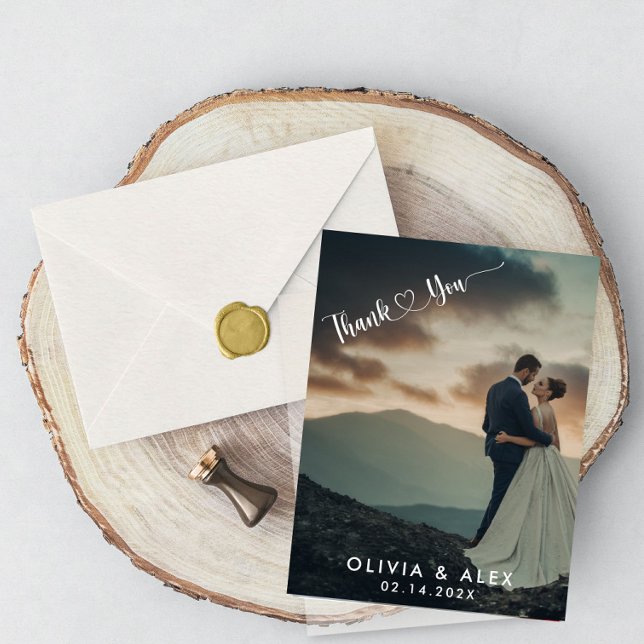 Carte Postale Minimal Chic | Calligraphie Élégante Merci (Créateur téléchargé)