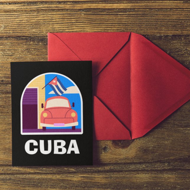 Carte Postale Minimal Cuba Island Voyage Vintage Rétro (cuba vintage travel postcard)