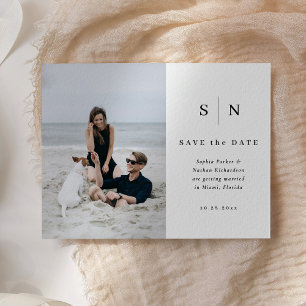 Carte Postale Minimal et chic Mariage photo Enregistrer la dat