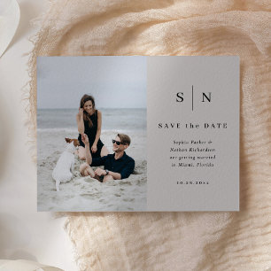 Carte Postale Minimal et chic   Mariage photo Enregistrer la dat