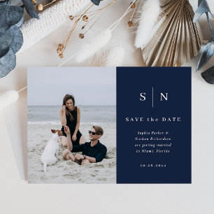 Carte Postale Minimal et chic   Mariage photo Enregistrer la dat
