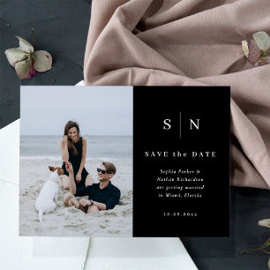 Carte Postale Minimal et chic Mariage photo Enregistrer la dat