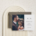 Carte Postale Minimal et chic | Mariage photo Merci<br><div class="desc">Ces cartes postales élégantes et modernes de mariage remerciement vous offrent un design de texte simple en noir et blanc qui respire le style minimaliste,  avec votre photo mariage personnelle préférée. Ajoutez vos initiales ou votre monogramme pour les rendre complètement vôtres.</div>