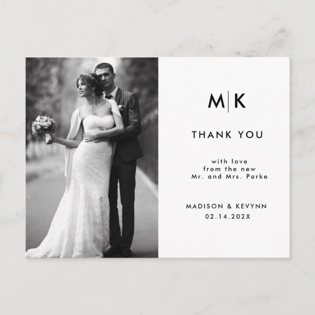 Carte Postale Minimal et Chic | Remerciement de mariage photo (Devant)