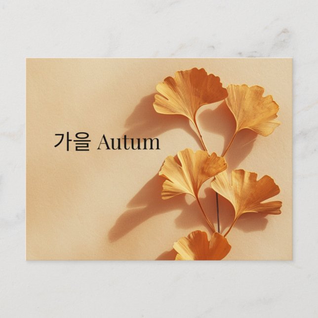 Carte Postale Minimal Ginkgo Autumn Postcard Korean English (Devant)