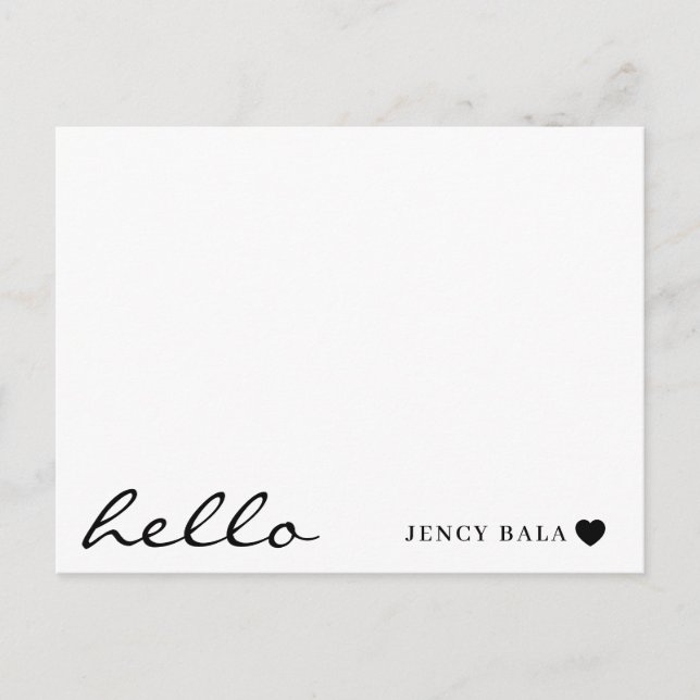 Carte Postale Minimal Hello Modern Heart Design (Devant)