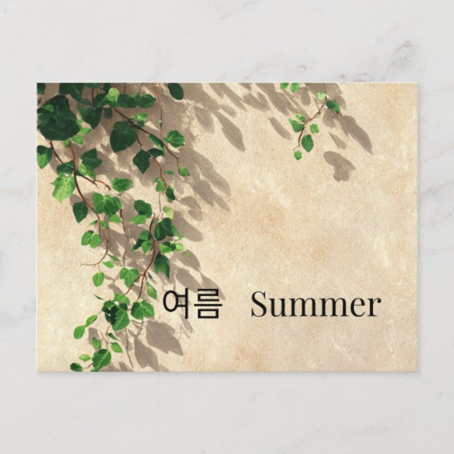 Carte Postale Minimal Ivy Summer Botanical Postcard Korean Engli (Devant)