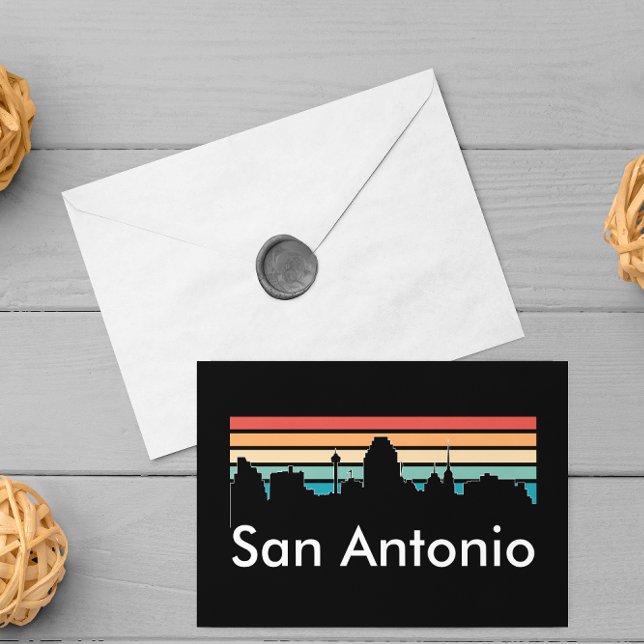 Carte Postale Minimal San Antonio Vintage Sunset Skyline (san antonio texas skyline postcard)